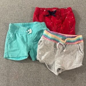 5/$15- Girls' 3-Pack Casual Shorts - Red, Teal & Gray